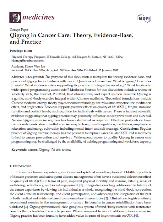 Qigong in Cancer Care: Theory, Evidence, Practice