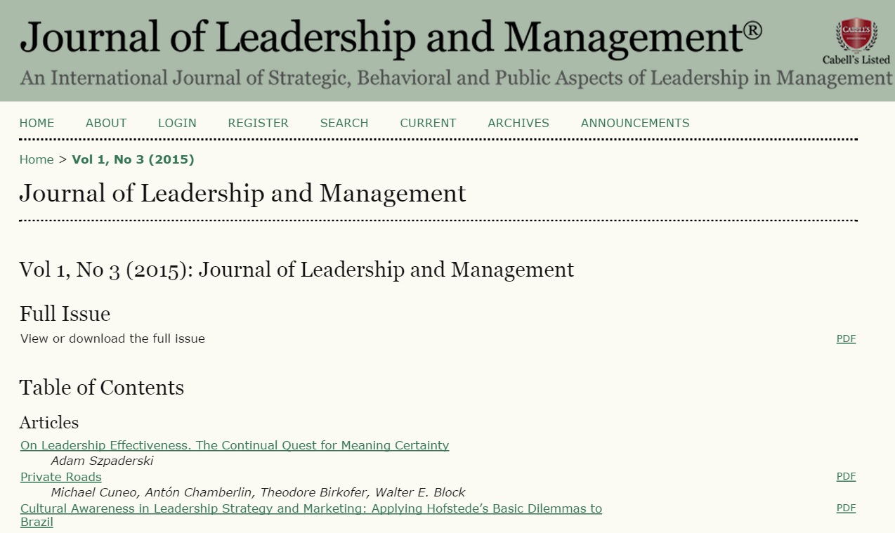 Journal of Leadership and Management
